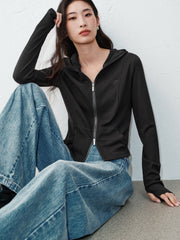 Women's Casual Hooded Slim-Fit Sweatshirt Jacket