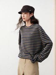 Women's Casual Striped Long-Sleeve Cover-Up