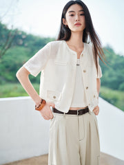 Women's Chanel-Style Short-Sleeve Cardigan