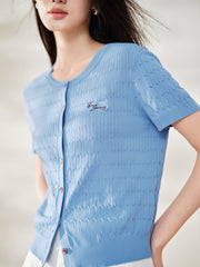 Women's Intellectual Cable-Knit Short-Sleeve Sweater