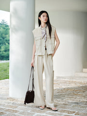 Women's Cargo Structured Shoulder Vest with Scarf Detail