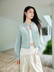 Women's Casual Short Shirt-Style Stand-Collar Jacket