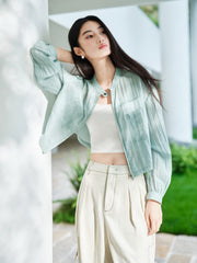Women's Casual Short Shirt-Style Stand-Collar Jacket