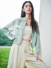 Women's Casual Short Shirt-Style Stand-Collar Jacket