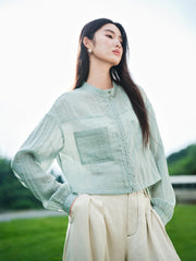 Women's Casual Short Shirt-Style Stand-Collar Jacket