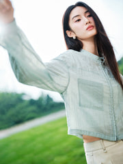 Women's Casual Short Shirt-Style Stand-Collar Jacket