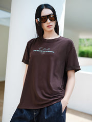 Women's Casual Contrast-Color Embroidered  T-Shirt