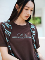 Women's Casual Contrast-Color Embroidered  T-Shirt