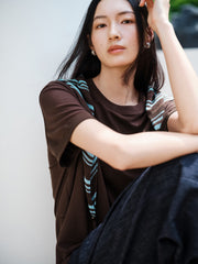 Women's Casual Contrast-Color Embroidered  T-Shirt