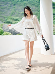 Women's casual lightweight sheer long-sleeve blouse