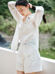Women's casual lightweight sheer long-sleeve blouse