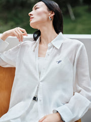 Women's casual lightweight sheer long-sleeve blouse