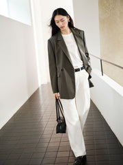 Women's casual double-breasted wool blazer
