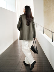 Women's casual double-breasted wool blazer