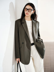 Women's casual double-breasted wool blazer