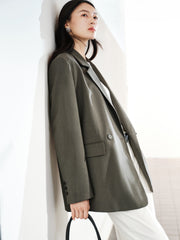 Women's casual double-breasted wool blazer