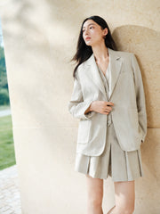 Women's Casual Linen Pleated Shorts