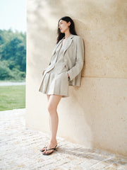 Women's Casual Linen Pleated Shorts