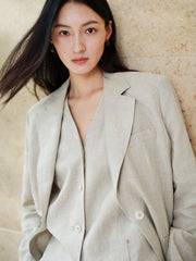 Women's Casual Linen Detachable-Lining Blazer