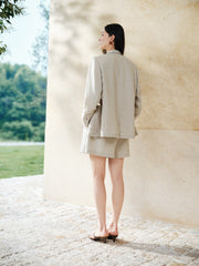 Women's Casual Linen Pleated Shorts