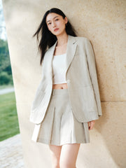 Women's Casual Linen Pleated Shorts