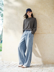 Women's Casual Striped Long-Sleeve Cover-Up
