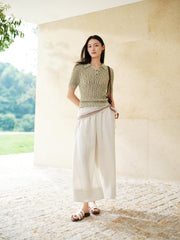 Women's Commuter Openwork Short-Sleeve Knit Polo