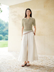 Women's Commuter Openwork Short-Sleeve Knit Polo