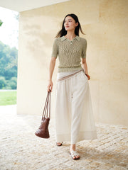 Women's Commuter Openwork Short-Sleeve Knit Polo