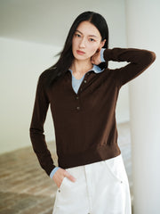 Women's French-style faux-layer knit sweater