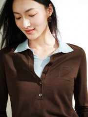 Women's French-style faux-layer knit sweater