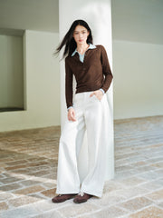 Women's French-style faux-layer knit sweater