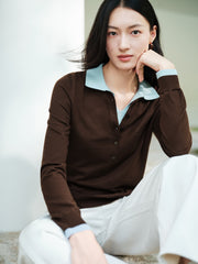 Women's French-style faux-layer knit sweater