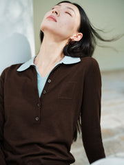 Women's French-style faux-layer knit sweater