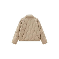 Women's Brown Argyle Embossing Puffer Jacket