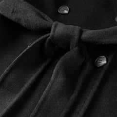 Women's Black Belted Wool Coat