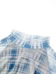 Women's Mock-Neck Ombre Plaid Top