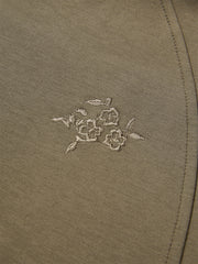 Women's Cropped Zip-Up Hoodie with Embroidery