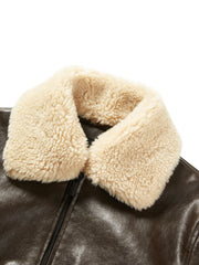 Women's Moto Cropped Padded Jacket with Detachable Fur Colla