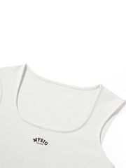 Women's Short U-Neck Embroidered Tank Top