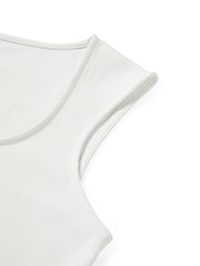 Women's Short U-Neck Embroidered Tank Top