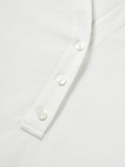 Women's Minimal Linen-Blend V-Neck Pullover Shirt