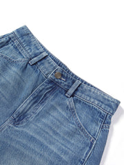 Women's Washed Wide-Leg Curved Jeans