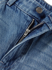 Women's Washed Wide-Leg Curved Jeans
