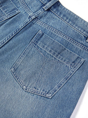 Women's Washed Wide-Leg Curved Jeans