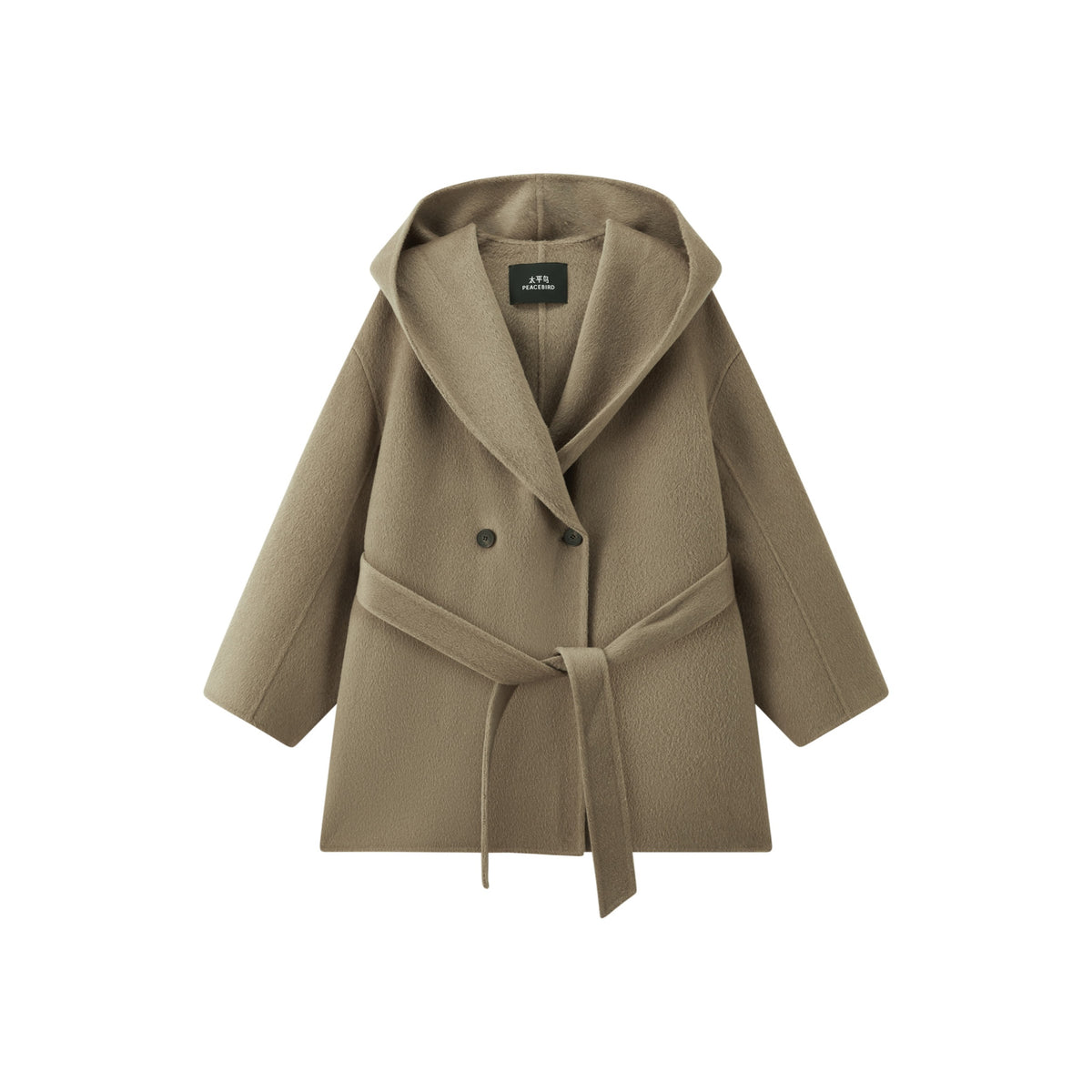Women's Casual Wool-Cashmere Blend Cropped Cape Coat