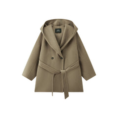 Women's Casual Wool-Cashmere Blend Cropped Cape Coat