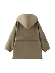 Women's Casual Wool-Cashmere Blend Cropped Cape Coat