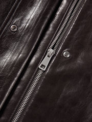 Women's Vintage  Waxed Genuine Leather Stand-Collar Jacket
