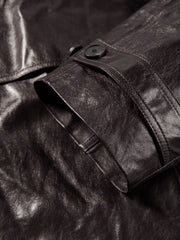 Women's Vintage  Waxed Genuine Leather Stand-Collar Jacket